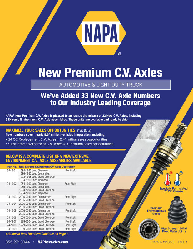 We’ve Added 33 New C.V. Axle Numbers to Our Industry Leading Coverage