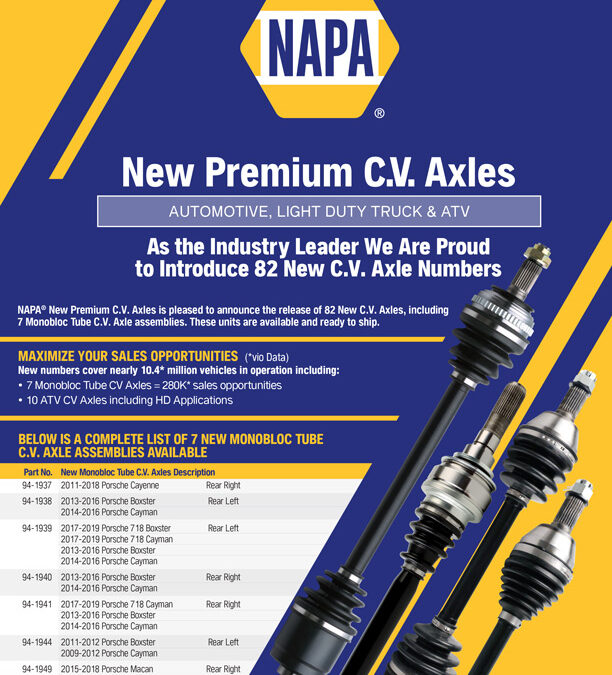 Expanded Coverage: 82 New C.V. Axle Numbers